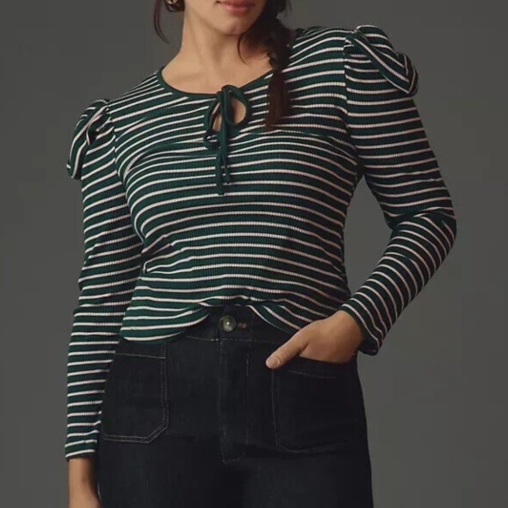 - NWT Anthropologie Porridge Puff- Sleeve Tie -Front Top XL